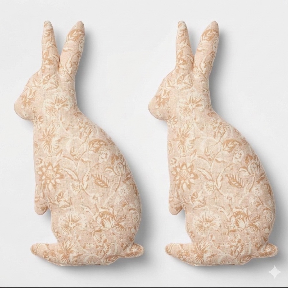 Threshold Figural Bunny Floral Quilted Studio McGee Pillows- set of 2